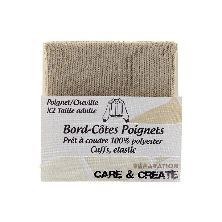 Bord côte poignet cheville polyester x2 Beige