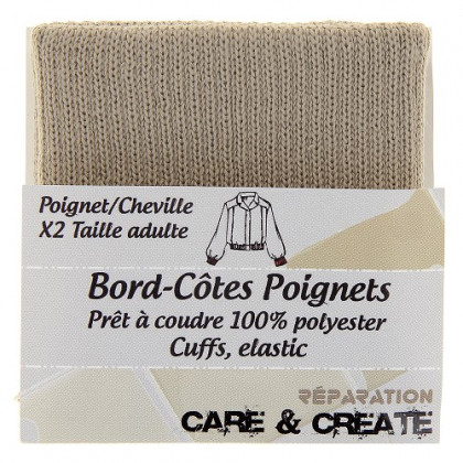 Bord côte poignet cheville polyester x2 Beige