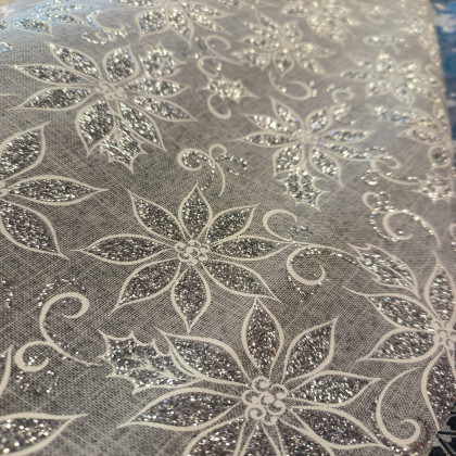 Tissu floral argent